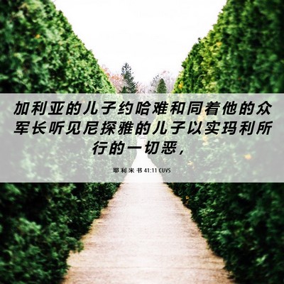Picture 06 - 耶 利 米 书 41:11 CUVS - 加 利 亚 的 儿 子 约 哈 难 和 同 着 - Bible Verse Picture