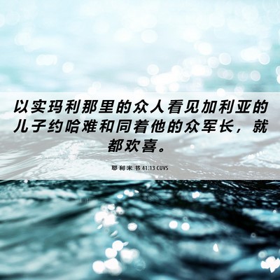 Picture 06 - 耶 利 米 书 41:13 CUVS - 以 实 玛 利 那 里 的 众 人 看 见 加 - Bible Verse Picture