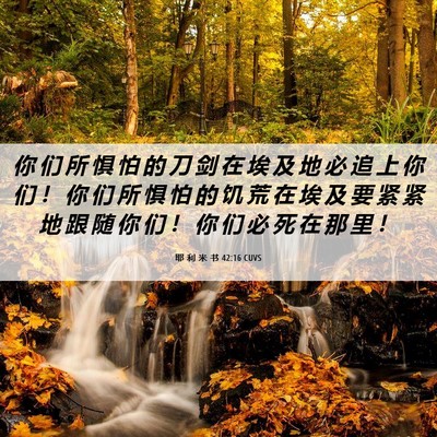 Picture 06 - 耶 利 米 书 42:16 CUVS - 你 们 所 惧 怕 的 刀 剑 在 埃 及 地 - Bible Verse Picture