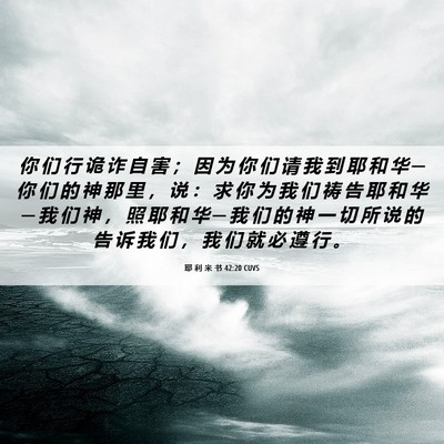 Picture 06 - 耶 利 米 书 42:20 CUVS - 你 们 行 诡 诈 自 害 ； 因 为 你 们 - Bible Verse Picture