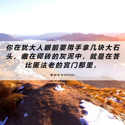 Picture 06 - 耶 利 米 书 43:9 CUVS - 你 在 犹 大 人 眼 前 要 用 手 拿 几 - Bible Verse Picture