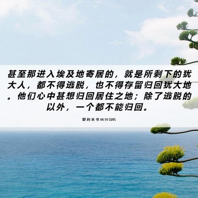 Picture 06 - 耶 利 米 书 44:14 CUVS - 甚 至 那 进 入 埃 及 地 寄 居 的 ， - Bible Verse Picture