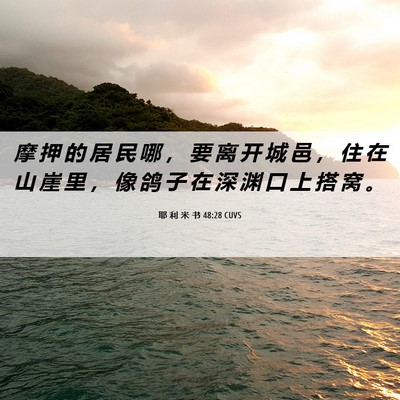 Picture 06 - 耶 利 米 书 48:28 CUVS - 摩 押 的 居 民 哪 ， 要 离 开 城 邑 - Bible Verse Picture