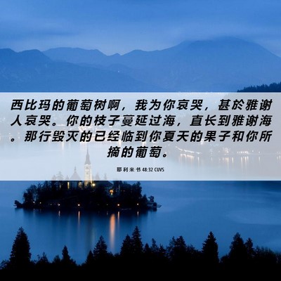 Picture 06 - 耶 利 米 书 48:32 CUVS - 西 比 玛 的 葡 萄 树 啊 ， 我 为 你 - Bible Verse Picture