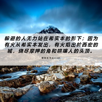 Picture 06 - 耶 利 米 书 48:45 CUVS - 躲 避 的 人 无 力 站 在 希 实 本 的 - Bible Verse Picture