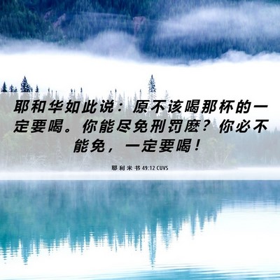 Picture 06 - 耶 利 米 书 49:12 CUVS - 耶 和 华 如 此 说 ： 原 不 该 喝 那 - Bible Verse Picture