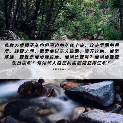 Picture 06 - 耶 利 米 书 49:19 CUVS - 仇 敌 必 像 狮 子 从 约 但 河 边 的 - Bible Verse Picture