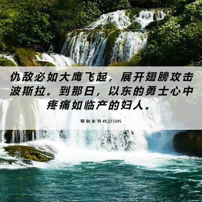 Picture 06 - 耶 利 米 书 49:22 CUVS - 仇 敌 必 如 大 鹰 飞 起 ， 展 开 翅 - Bible Verse Picture