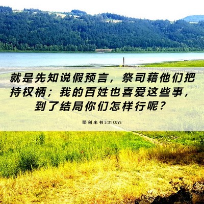 Picture 06 - 耶 利 米 书 5:31 CUVS - 就 是 先 知 说 假 预 言 ， 祭 司 藉 - Bible Verse Picture