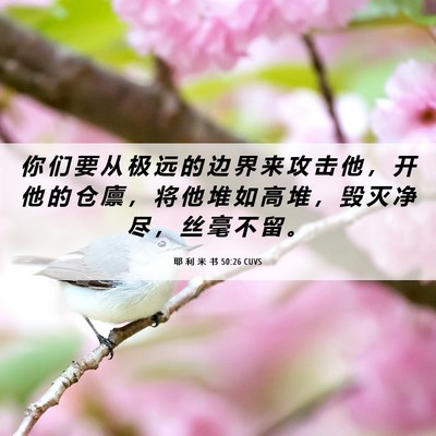 Picture 06 - 耶 利 米 书 50:26 CUVS - 你 们 要 从 极 远 的 边 界 来 攻 击 - Bible Verse Picture