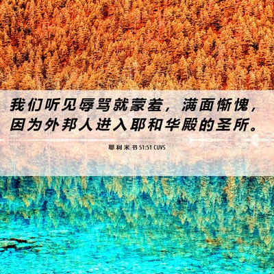 Picture 06 - 耶 利 米 书 51:51 CUVS - 我 们 听 见 辱 骂 就 蒙 羞 ， 满 面 - Bible Verse Picture
