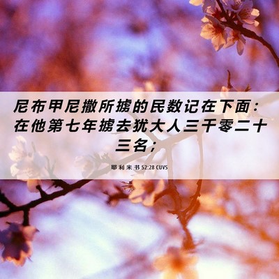 Picture 06 - 耶 利 米 书 52:28 CUVS - 尼 布 甲 尼 撒 所 掳 的 民 数 记 在 - Bible Verse Picture
