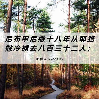 Picture 06 - 耶 利 米 书 52:29 CUVS - 尼 布 甲 尼 撒 十 八 年 从 耶 路 撒 - Bible Verse Picture