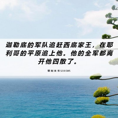 Picture 06 - 耶 利 米 书 52:8 CUVS - 迦 勒 底 的 军 队 追 赶 西 底 家 王 - Bible Verse Picture