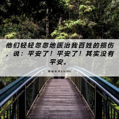 Picture 06 - 耶 利 米 书 6:14 CUVS - 他 们 轻 轻 忽 忽 地 医 治 我 百 姓 - Bible Verse Picture
