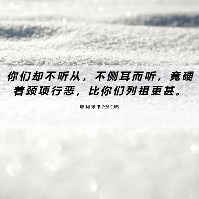 Picture 06 - 耶 利 米 书 7:26 CUVS - 你 们 却 不 听 从 ， 不 侧 耳 而 听 - Bible Verse Picture