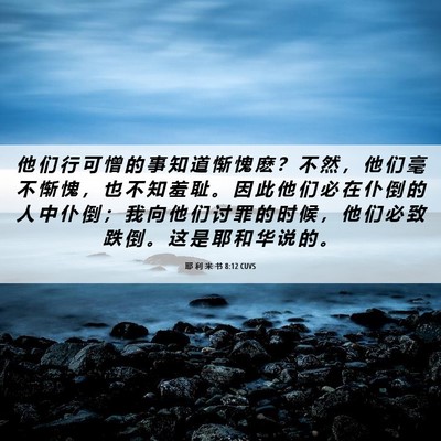 Picture 06 - 耶 利 米 书 8:12 CUVS - 他 们 行 可 憎 的 事 知 道 惭 愧 麽 - Bible Verse Picture