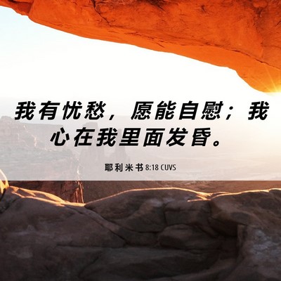 Picture 06 - 耶 利 米 书 8:18 CUVS - 我 有 忧 愁 ， 愿 能 自 慰 ； 我 心 - Bible Verse Picture