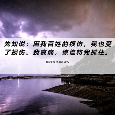 Picture 06 - 耶 利 米 书 8:21 CUVS - 先 知 说 ： 因 我 百 姓 的 损 伤 ， - Bible Verse Picture