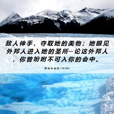 Picture 06 - 耶 利 米 哀 歌 1:10 CUVS - 敌 人 伸 手 ， 夺 取 她 的 美 物 ； - Bible Verse Picture