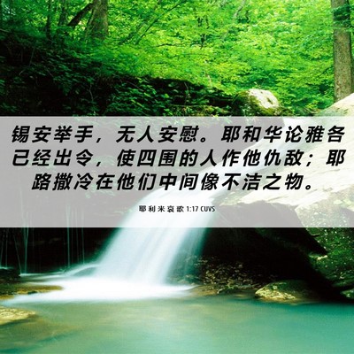 Picture 06 - 耶 利 米 哀 歌 1:17 CUVS - 锡 安 举 手 ， 无 人 安 慰 。 耶 和 - Bible Verse Picture