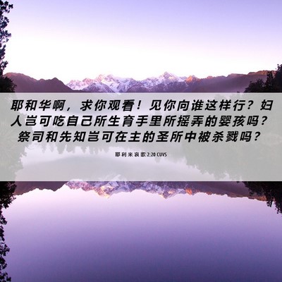 Picture 06 - 耶 利 米 哀 歌 2:20 CUVS - 耶 和 华 啊 ， 求 你 观 看 ！ 见 你 - Bible Verse Picture