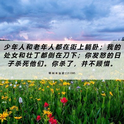 Picture 06 - 耶 利 米 哀 歌 2:21 CUVS - 少 年 人 和 老 年 人 都 在 街 上 躺 - Bible Verse Picture