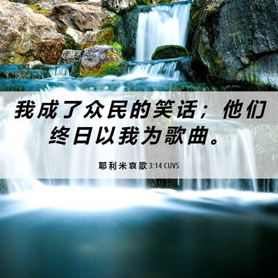 Picture 06 - 耶 利 米 哀 歌 3:14 CUVS - 我 成 了 众 民 的 笑 话 ； 他 们 终 - Bible Verse Picture