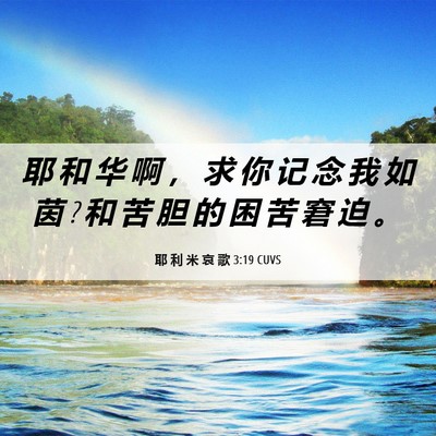 Picture 06 - 耶 利 米 哀 歌 3:19 CUVS - 耶 和 华 啊 ， 求 你 记 念 我 如 茵 ? - Bible Verse Picture
