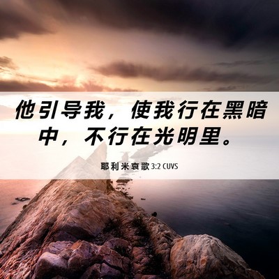 Picture 06 - 耶 利 米 哀 歌 3:2 CUVS - 他 引 导 我 ， 使 我 行 在 黑 暗 中 - Bible Verse Picture
