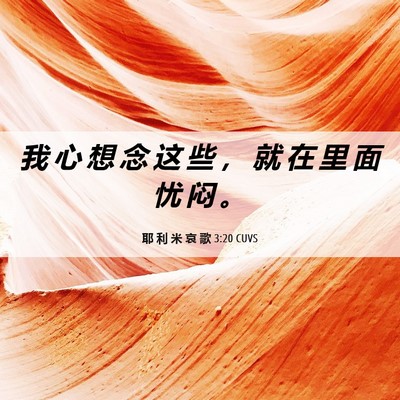Picture 06 - 耶 利 米 哀 歌 3:20 CUVS - 我 心 想 念 这 些 ， 就 在 里 面 忧 - Bible Verse Picture