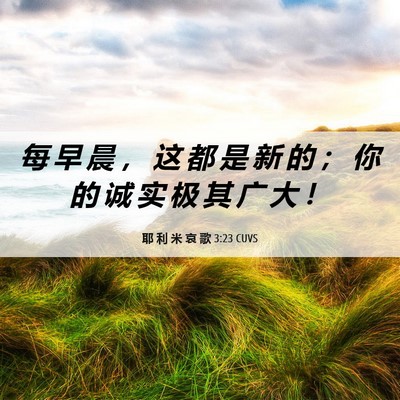 Picture 06 - 耶 利 米 哀 歌 3:23 CUVS - 每 早 晨 ， 这 都 是 新 的 ； 你 的 - Bible Verse Picture
