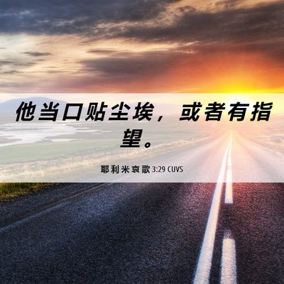 Picture 06 - 耶 利 米 哀 歌 3:29 CUVS - 他 当 口 贴 尘 埃 ， 或 者 有 指 望 - Bible Verse Picture
