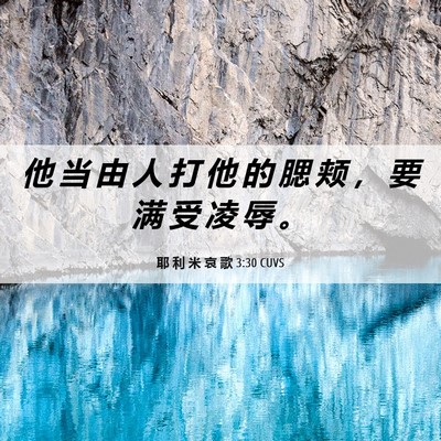Picture 06 - 耶 利 米 哀 歌 3:30 CUVS - 他 当 由 人 打 他 的 腮 颊 ， 要 满 - Bible Verse Picture