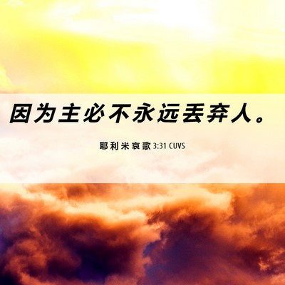 Picture 06 - 耶 利 米 哀 歌 3:31 CUVS - 因 为 主 必 不 永 远 丢 弃 人 - Bible Verse Picture
