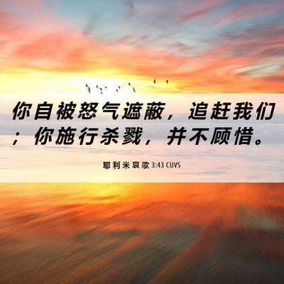 Picture 06 - 耶 利 米 哀 歌 3:43 CUVS - 你 自 被 怒 气 遮 蔽 ， 追 赶 我 们 - Bible Verse Picture