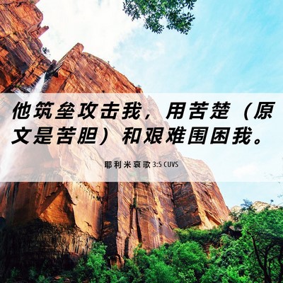 Picture 06 - 耶 利 米 哀 歌 3:5 CUVS - 他 筑 垒 攻 击 我 ， 用 苦 楚 （ 原 - Bible Verse Picture