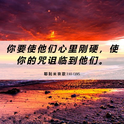 Picture 06 - 耶 利 米 哀 歌 3:65 CUVS - 你 要 使 他 们 心 里 刚 硬 ， 使 你 - Bible Verse Picture