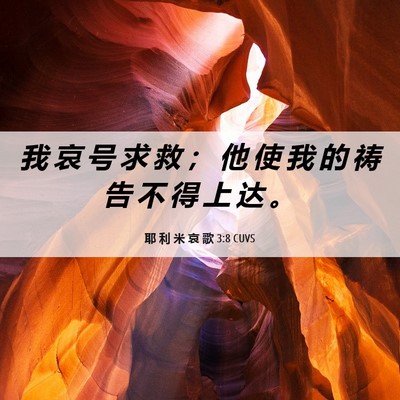 Picture 06 - 耶 利 米 哀 歌 3:8 CUVS - 我 哀 号 求 救 ； 他 使 我 的 祷 告 - Bible Verse Picture