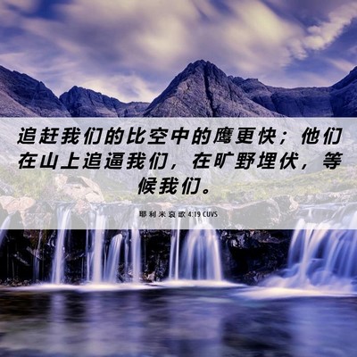 Picture 06 - 耶 利 米 哀 歌 4:19 CUVS - 追 赶 我 们 的 比 空 中 的 鹰 更 快 - Bible Verse Picture