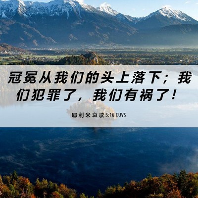 Picture 06 - 耶 利 米 哀 歌 5:16 CUVS - 冠 冕 从 我 们 的 头 上 落 下 ； 我 - Bible Verse Picture