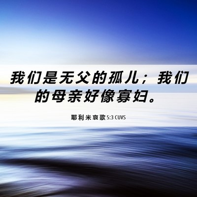 Picture 06 - 耶 利 米 哀 歌 5:3 CUVS - 我 们 是 无 父 的 孤 儿 ； 我 们 的 - Bible Verse Picture
