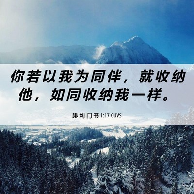 Picture 06 - 腓 利 门 书 1:17 CUVS - 你 若 以 我 为 同 伴 ， 就 收 纳 他 - Bible Verse Picture
