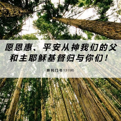 Picture 06 - 腓 利 门 书 1:3 CUVS - 愿 恩 惠 、 平 安 从 神 我 们 的 父 - Bible Verse Picture