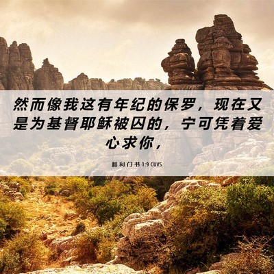 Picture 06 - 腓 利 门 书 1:9 CUVS - 然 而 像 我 这 有 年 纪 的 保 罗 ， - Bible Verse Picture
