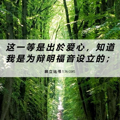 Picture 06 - 腓 立 比 书 1:16 CUVS - 这 一 等 是 出 於 爱 心 ， 知 道 我 - Bible Verse Picture