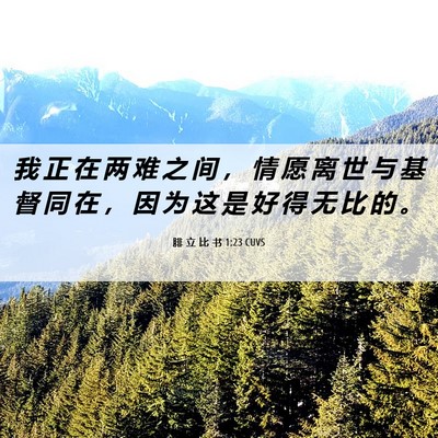 Picture 06 - 腓 立 比 书 1:23 CUVS - 我 正 在 两 难 之 间 ， 情 愿 离 世 - Bible Verse Picture