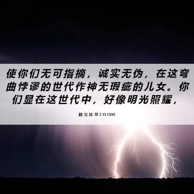 Picture 06 - 腓 立 比 书 2:15 CUVS - 使 你 们 无 可 指 摘 ， 诚 实 无 伪 - Bible Verse Picture