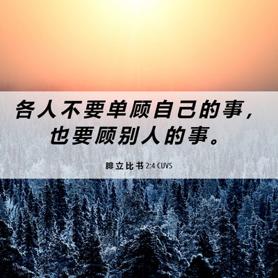 Picture 06 - 腓 立 比 书 2:4 CUVS - 各 人 不 要 单 顾 自 己 的 事 ， 也 - Bible Verse Picture