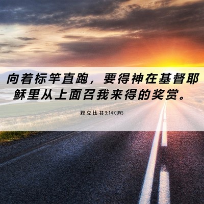 Picture 06 - 腓 立 比 书 3:14 CUVS - 向 着 标 竿 直 跑 ， 要 得 神 在 基 - Bible Verse Picture